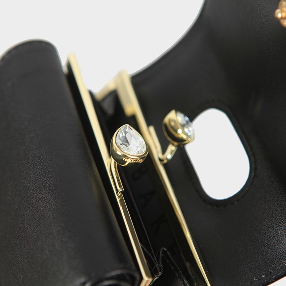 Ted Baker Womens Black Eriynn Teardrop Crystal Patent Mini Bobble Purse #3
