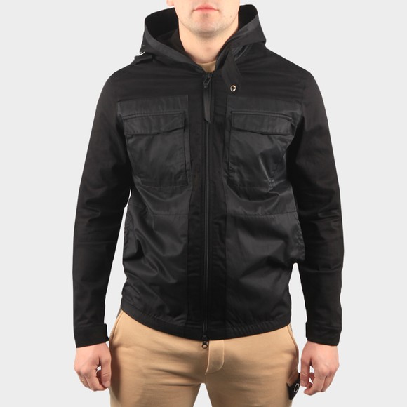 Ma.Strum Mens Black Hooded Panel Overshirt main image