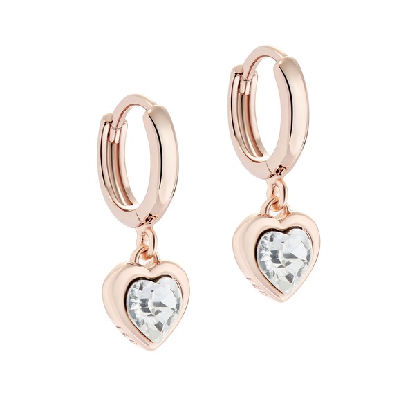 Ted Baker Womens Pink Hanniy Crystal Heart Huggie Earring #3