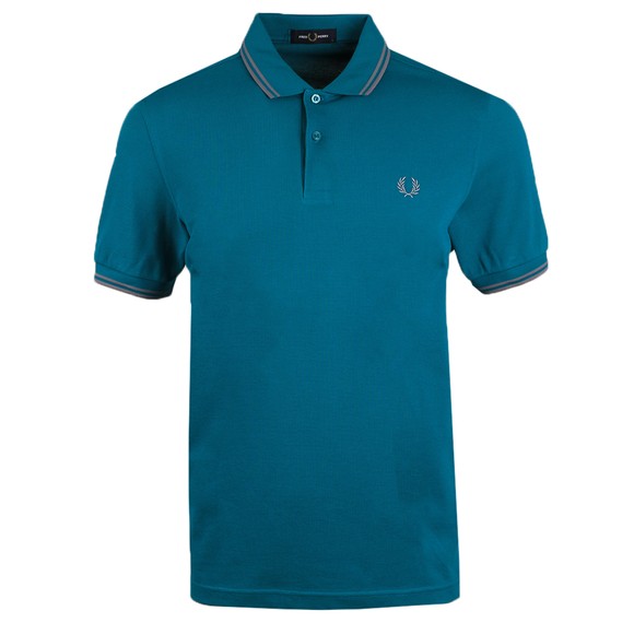 Fred Perry Mens Green Twin Tipped Polo Shirt main image