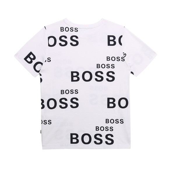 BOSS Boys White J25G95 Allover Logo T Shirt main image