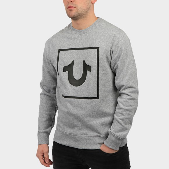 True Religion Mens Grey Horseshoe Crew Neck Sweatshirt #2