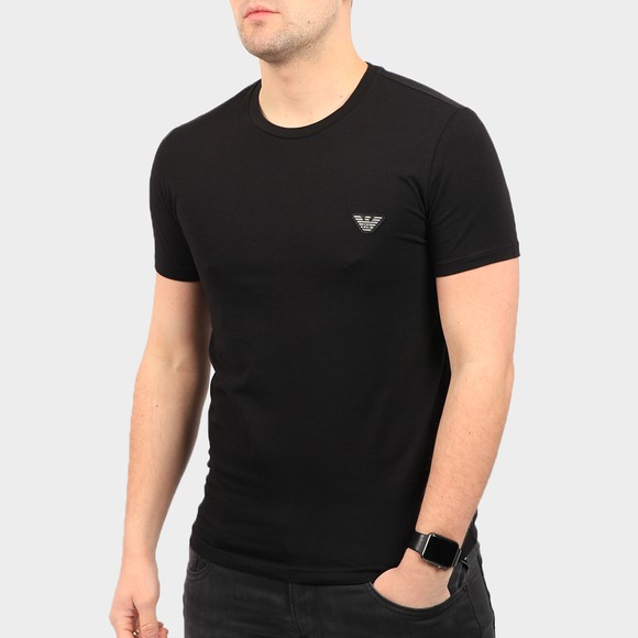 Emporio Armani Mens Black Embroidered Eagle Logo Stretch T Shirt main image