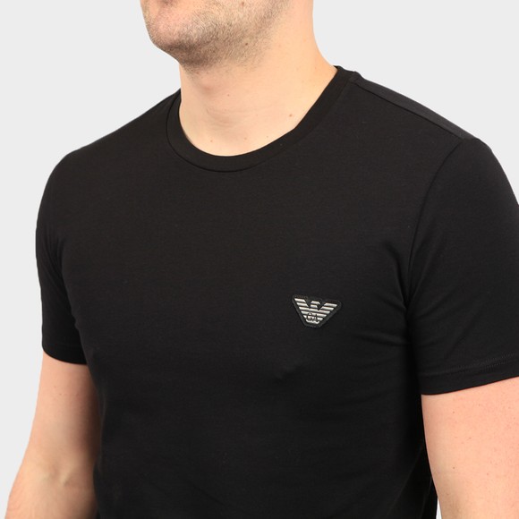 Emporio Armani Mens Black Embroidered Eagle Logo Stretch T Shirt main image