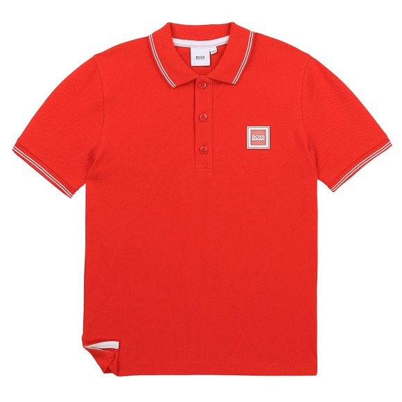 BOSS Boys Red J25L14 Square Badge Polo Shirt main image