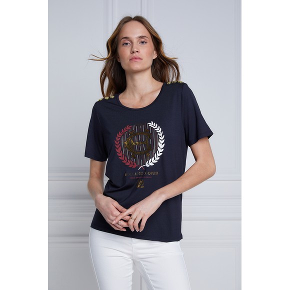Holland Cooper Womens Blue Heritage Laurel T Shirt #2