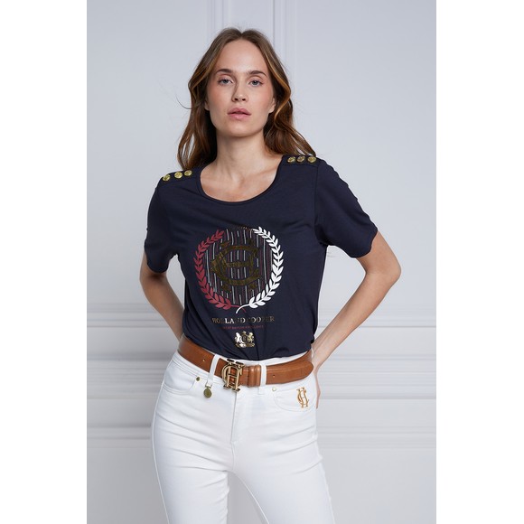 Holland Cooper Womens Blue Heritage Laurel T Shirt #4