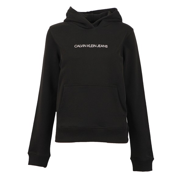 Calvin Klein Jeans Womens Black Shrunken Institution Hoodie #1