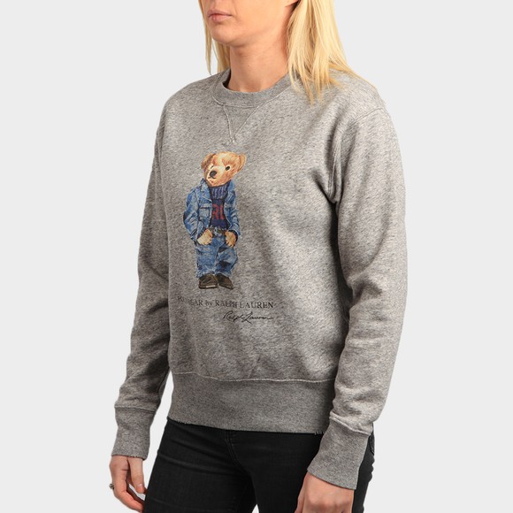 Polo Bear By Ralph Lauren Womens Grey Denim Bear Crew Sweatshirt main image