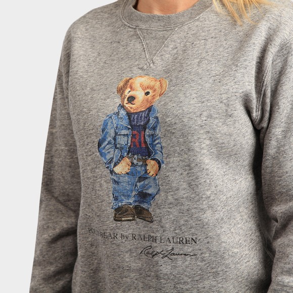 Polo Bear By Ralph Lauren Womens Grey Denim Bear Crew Sweatshirt main image