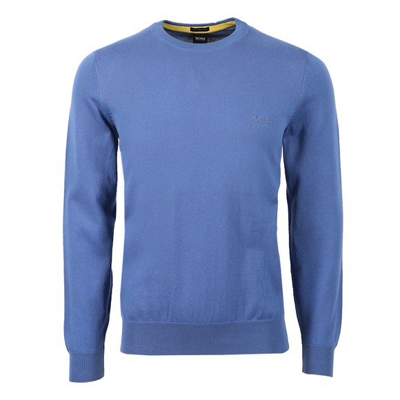 BOSS Mens Blue Formal Pascas Crew Jumper #1