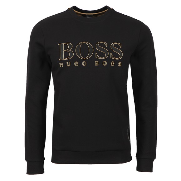 BOSS Mens Black Athleisure Salbo Iconic Gold Logo Sweatshirt main image