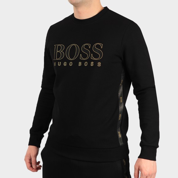 BOSS Mens Black Athleisure Salbo Iconic Gold Logo Sweatshirt main image