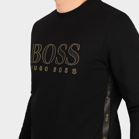 BOSS Mens Black Athleisure Salbo Iconic Gold Logo Sweatshirt main image