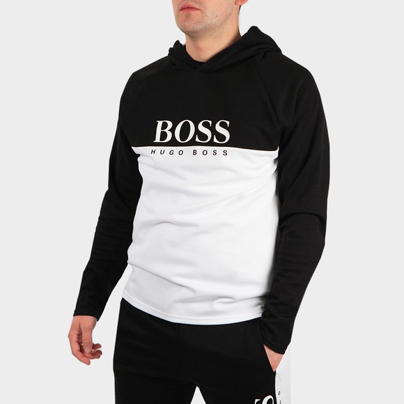 BOSS Bodywear Mens Black Jacquard Two Tone Hoody #2