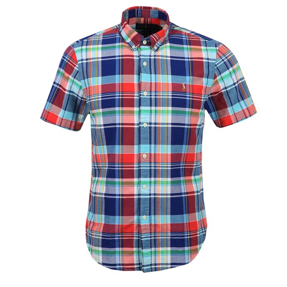 Polo Ralph Lauren Mens Red Check Slim Fit Short Sleeve Shirt #1