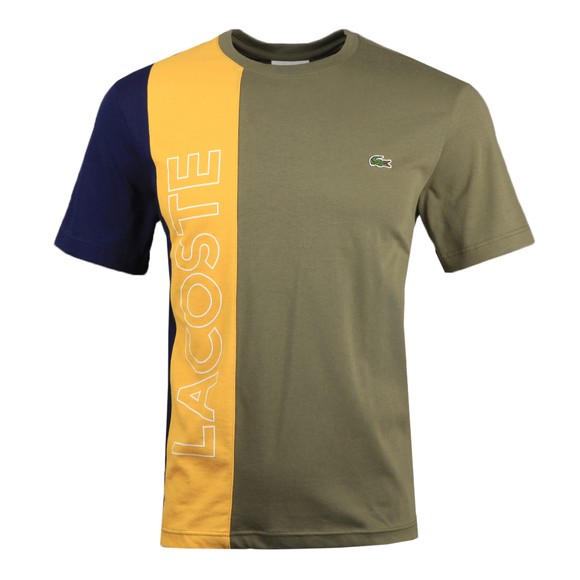 Lacoste Mens Green TH0113 Lettering Colourblock T-Shirt main image