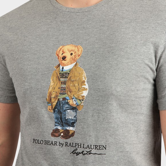Polo Bear By Ralph Lauren Mens Grey Custom Slim Fit Smart Bear T-Shirt #3