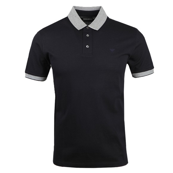 Emporio Armani Mens Blue 3K1FM5 Stripe Collar Polo Shirt main image