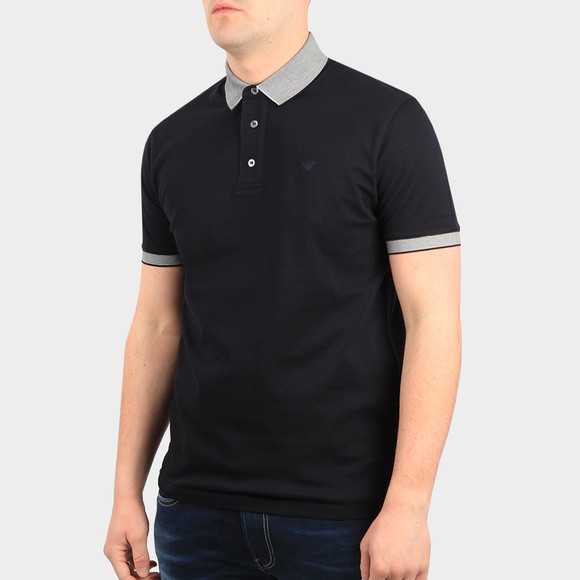 Emporio Armani Mens Blue 3K1FM5 Stripe Collar Polo Shirt main image