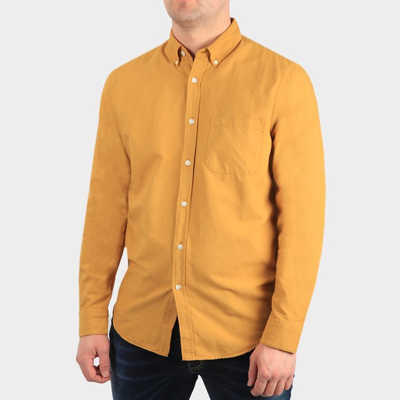 Portuguese Flannel Mens Yellow Belavista Plain Long Sleeve Shirt main image