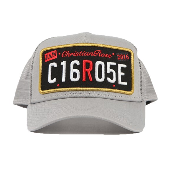 Christian Rose Mens Grey Private Plate Black Patch Cap #1