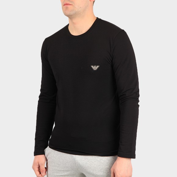 Emporio Armani Mens Black Embroidered Logo Stretch Long Sleeve T Shirt main image