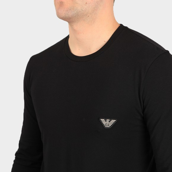 Emporio Armani Mens Black Embroidered Logo Stretch Long Sleeve T Shirt main image