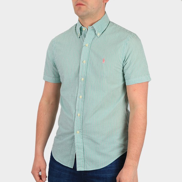 Polo Ralph Lauren Mens Green SS Seersucker Stripe Shirt main image