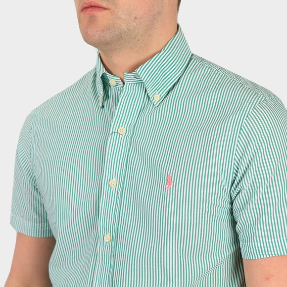 Polo Ralph Lauren Mens Green SS Seersucker Stripe Shirt main image