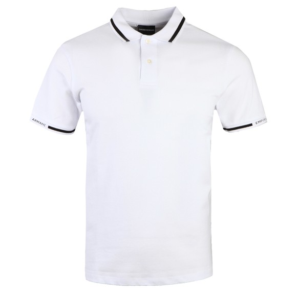 Emporio Armani Mens White Tipped Sleeve Logo Polo Shirt main image