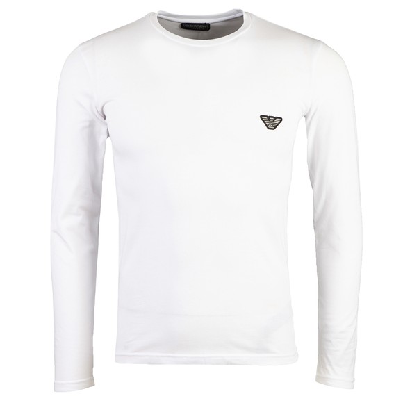 Emporio Armani Mens White Embroidered Logo Stretch Long Sleeve T Shirt main image