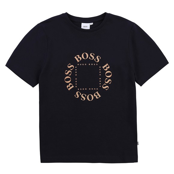 BOSS Boys Blue J25G93 Gold Logo T Shirt main image