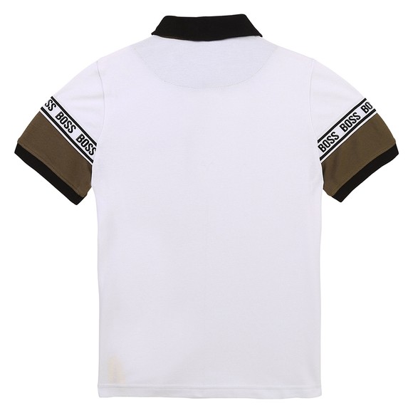 BOSS Boys White J25L23 Contrast Collar Polo Shirt main image
