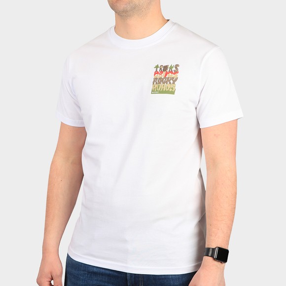 Hikerdelic Mens White Treks & Drugs Mountain T Shirt main image