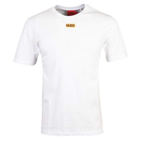 HUGO Mens White Durned212 Centre Logo T Shirt #1