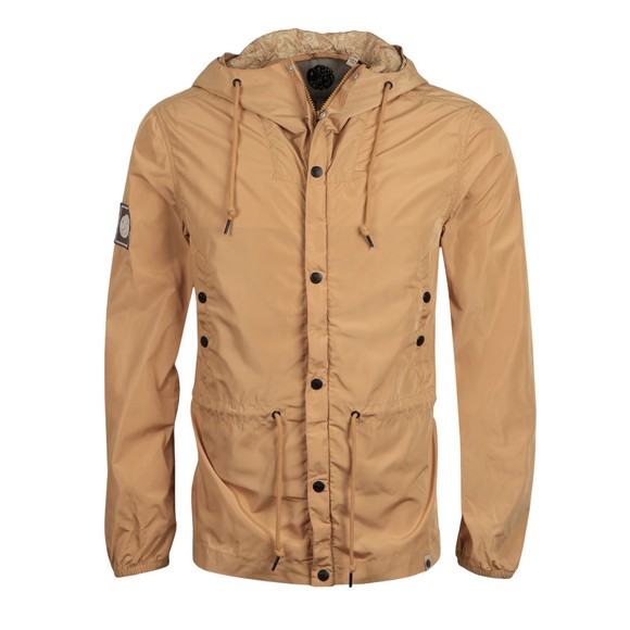 Pretty Green Mens Beige Zip Though Nylon Hooded Jacket main image