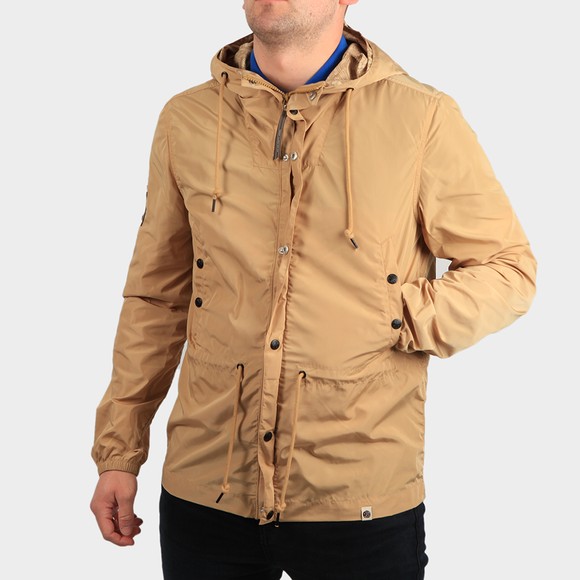 Pretty Green Mens Beige Zip Though Nylon Hooded Jacket main image