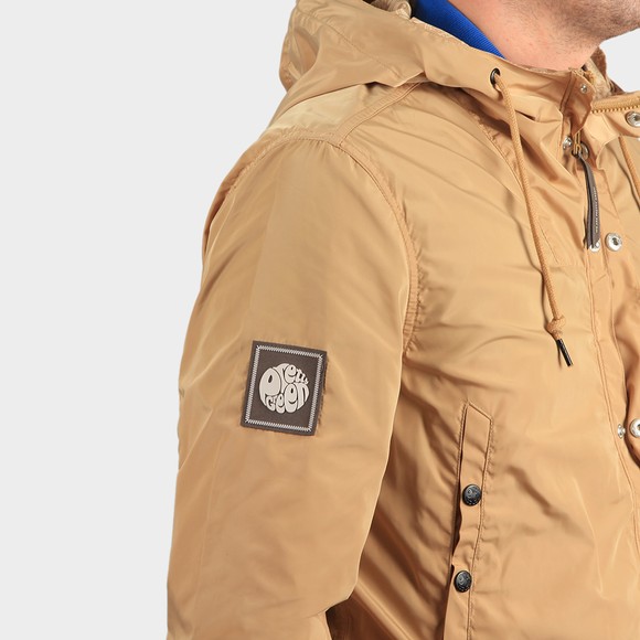 Pretty Green Mens Beige Zip Though Nylon Hooded Jacket main image