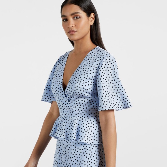 Ted Baker Womens Blue Mabbel Dotty Peplum Tea Dress main image