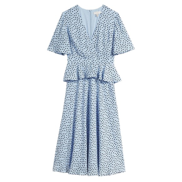 Ted Baker Womens Blue Mabbel Dotty Peplum Tea Dress main image