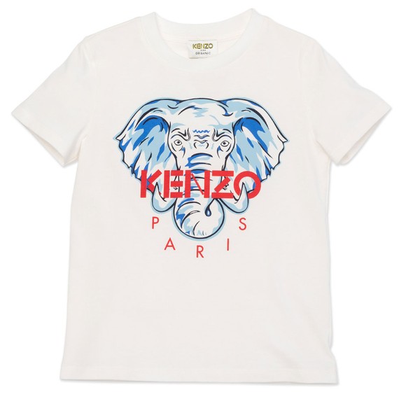 Kenzo Kids Boys White Elephant Logo T Shirt main image