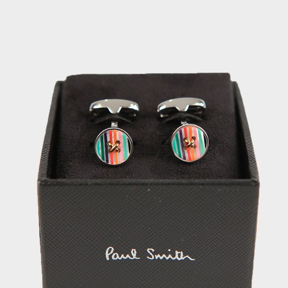 Paul Smith Mens Multicoloured Striped Button Cuff Links #2