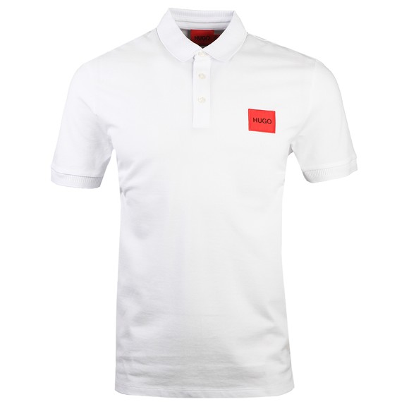 HUGO Mens White Dereso212 Square Badge Polo Shirt main image