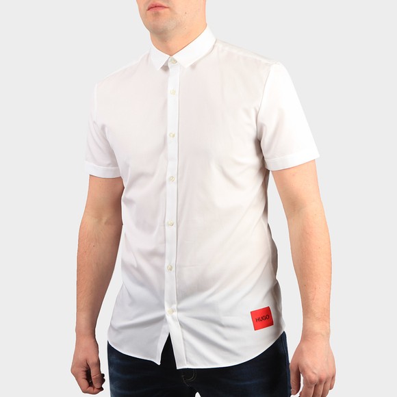 HUGO Mens White Empson Square Badge Short Sleeve Shirt #2