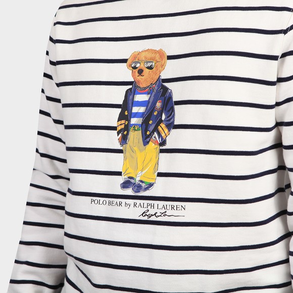 Polo Bear By Ralph Lauren Mens White Stripe Bear Sweatshirt #3