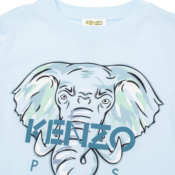 Kenzo Kids Boys Blue Elephant Logo T Shirt main image