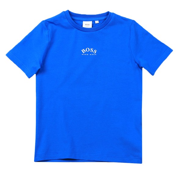 BOSS Boys Blue J25G99 Curved Centre Logo T Shirt main image