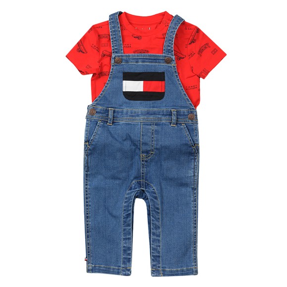 Tommy Hilfiger Kids Boys Blue Baby Dungaree Set main image