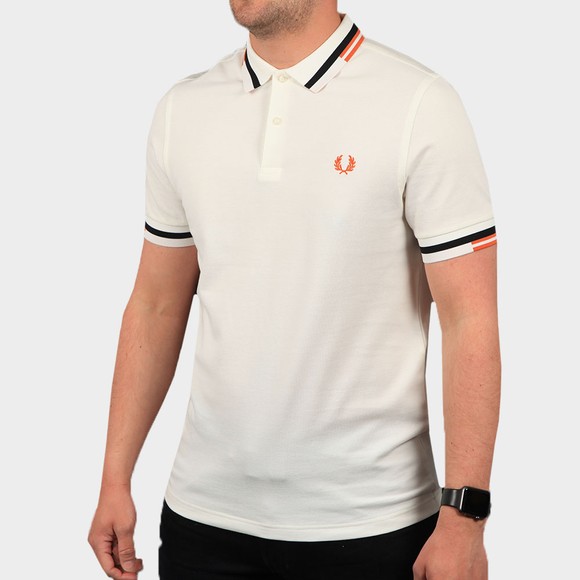 Fred Perry Mens White Abstract Tipped Polo Shirt #2